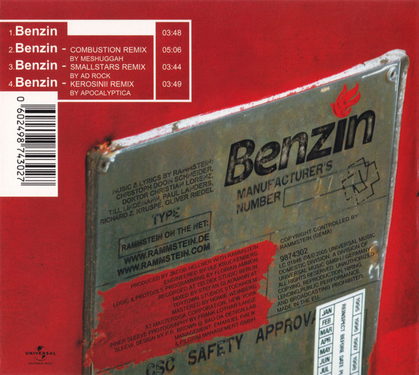 Rammstein - Benzin (CD, Single, Dig)