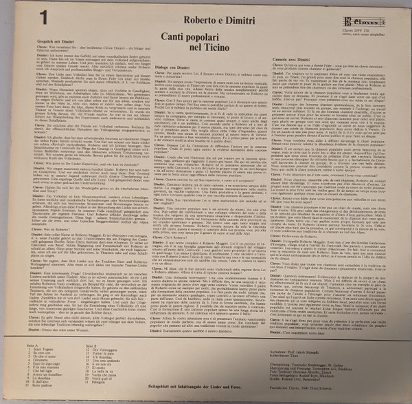 Roberto* E Dimitri (13) - Canti Popolari Nel Ticino (LP, Album)