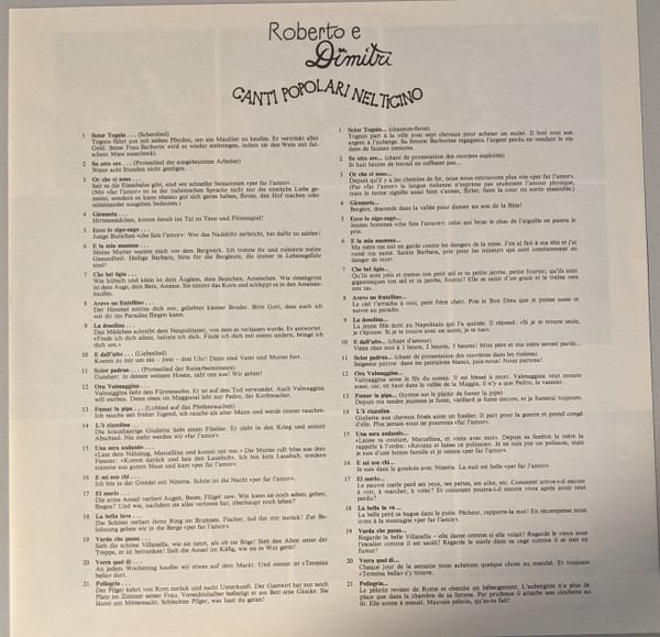 Roberto* E Dimitri (13) - Canti Popolari Nel Ticino (LP, Album)
