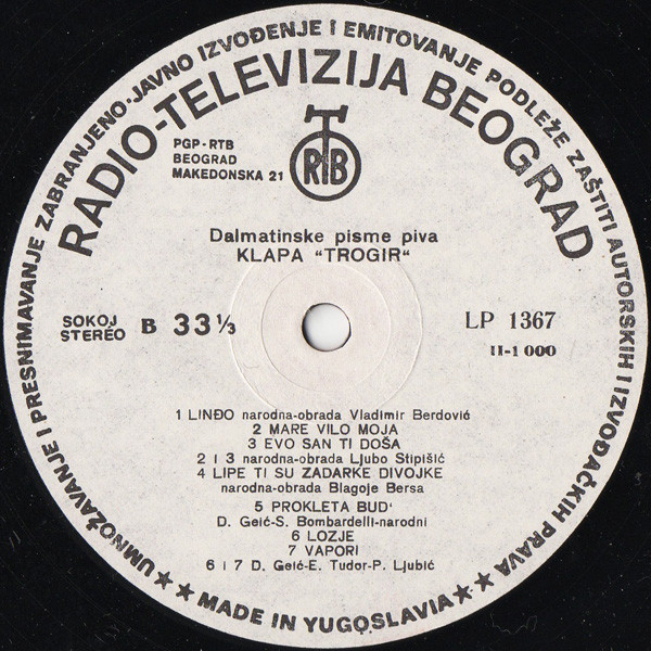 Klapa Trogir* - Dalmatinske Pisme Piva Klapa Trogir (LP)