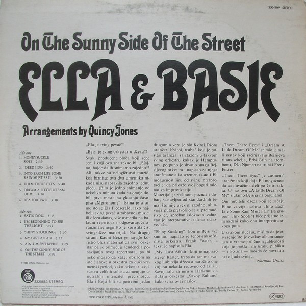 Ella* & Basie* - On The Sunny Side Of The Street (LP, Album, RE)