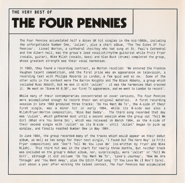 The Four Pennies - The Very Best Of The Four Pennies (CD, Comp, RE)