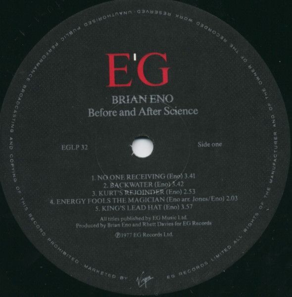 Brian Eno - Before And After Science (LP, Album, RE)