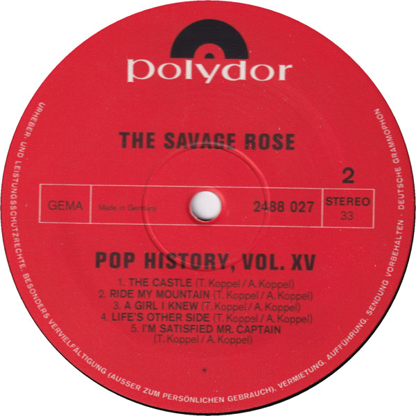 Savage Rose - Pop History Vol 15 (2xLP, Comp)