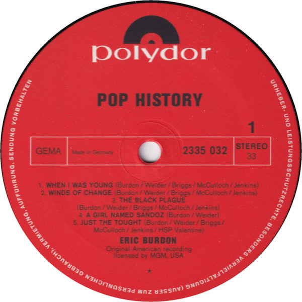 Eric Burdon, Savage Rose - Pop History (2xLP, Comp)