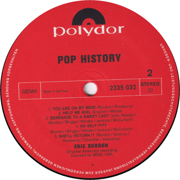 Eric Burdon, Savage Rose - Pop History (2xLP, Comp)