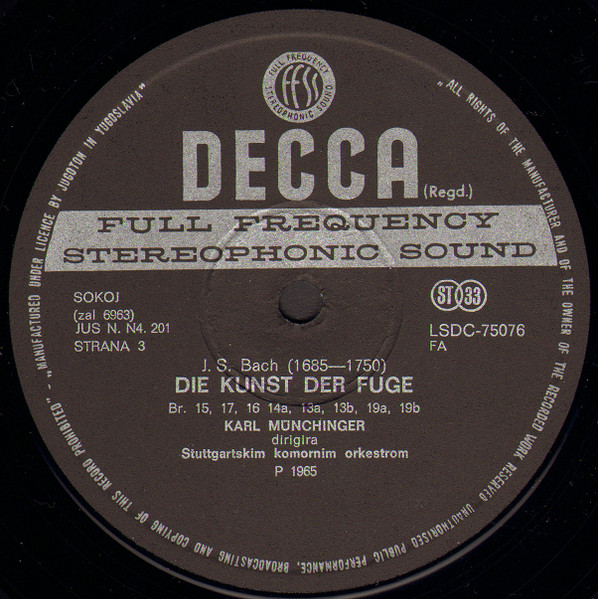 Bach*, MÃ¼nchinger* : Stuttgart Chamber Orchestra* - Die Kunst Der Fuge (2xLP, Album, RE)