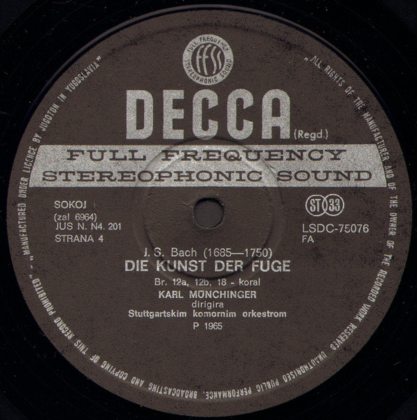Bach*, MÃ¼nchinger* : Stuttgart Chamber Orchestra* - Die Kunst Der Fuge (2xLP, Album, RE)