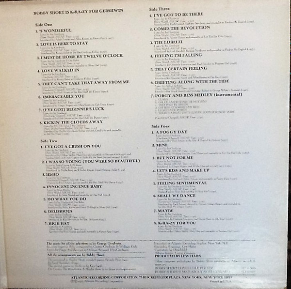 Bobby Short - Bobby Short Is K-Ra-Zy For Gershwin (2xLP, Gat)