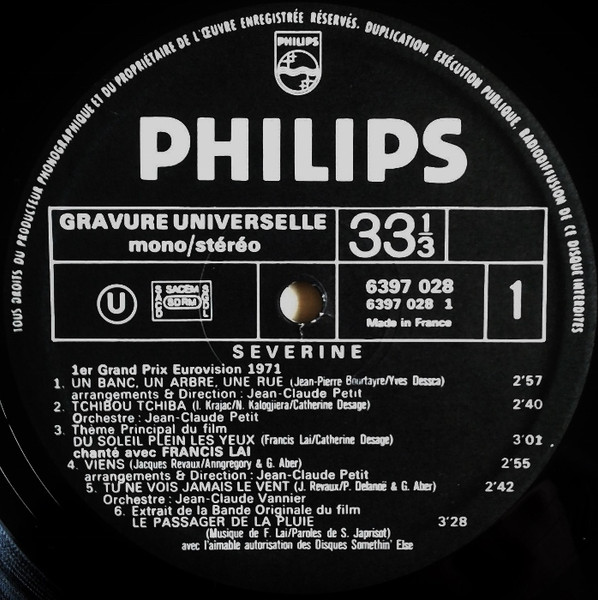 Severine* - Un Banc, Un Arbre, Une Rue (LP, Album)