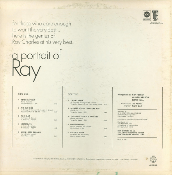 Ray Charles - A Portrait Of Ray (LP, Album)