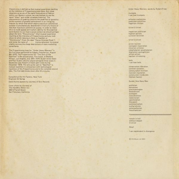 Robert Fripp - God Save The Queen / Under Heavy Manners (LP, Album)