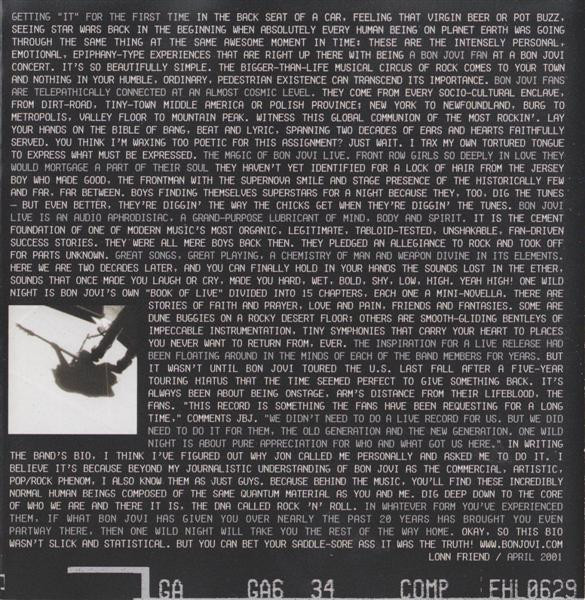 Bon Jovi - One Wild Night: Live 1985-2001 (CD, Album)