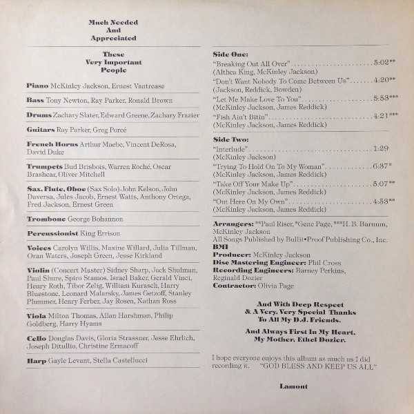 Lamont Dozier - Out Here On My Own (LP, Album, San)