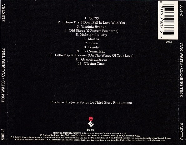 Tom Waits - Closing Time (CD, Album, RE)