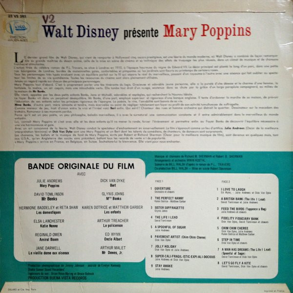 Various - Walt Disney's Mary Poppins (Bande Originale Du Film) (LP, Album, Mono)
