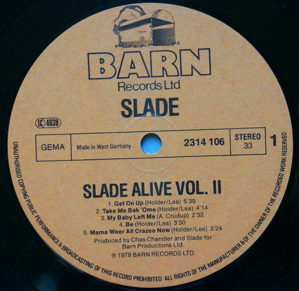 Slade - Slade Alive Vol Two (LP, Album)