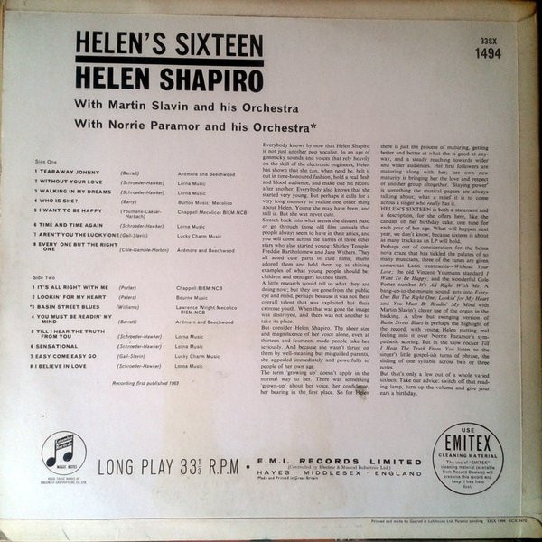 Helen Shapiro - Helen's Sixteen (LP, Mono)