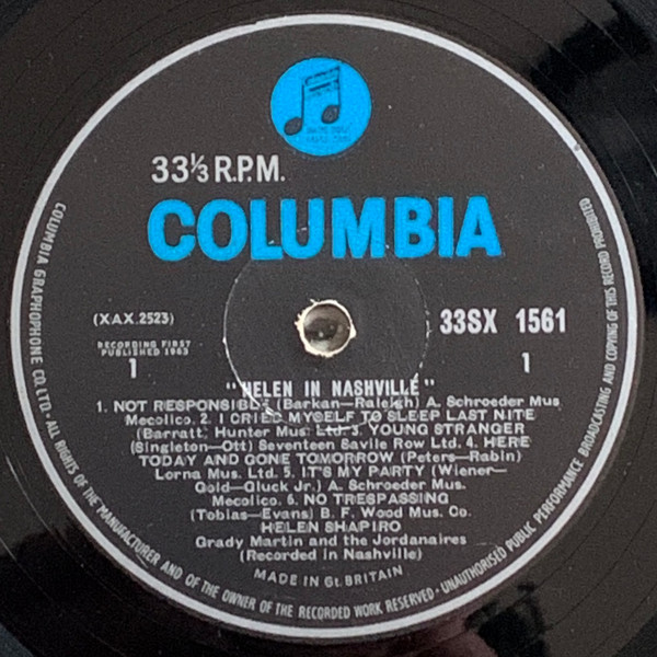 Helen Shapiro - Helen In Nashville (LP, Mono)