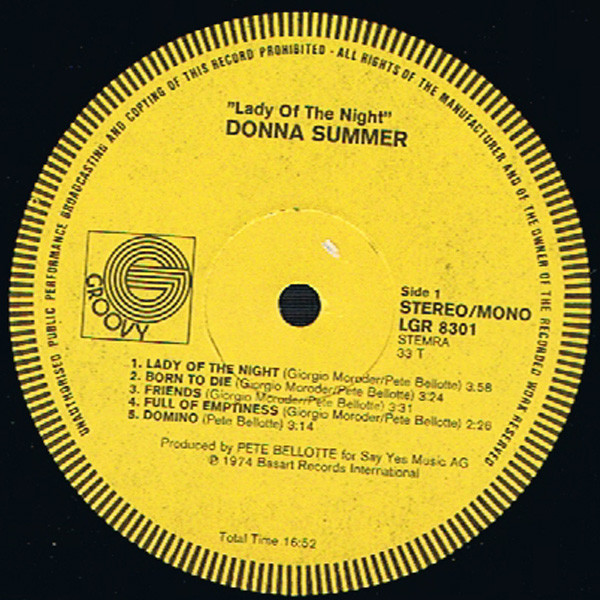 Donna Summer - Lady Of The Night (LP, Album)