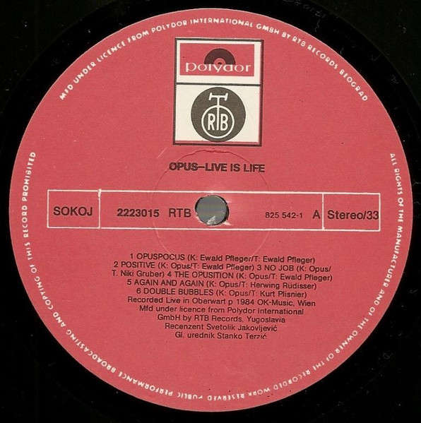 Opus - Live Is Life (LP, Album)