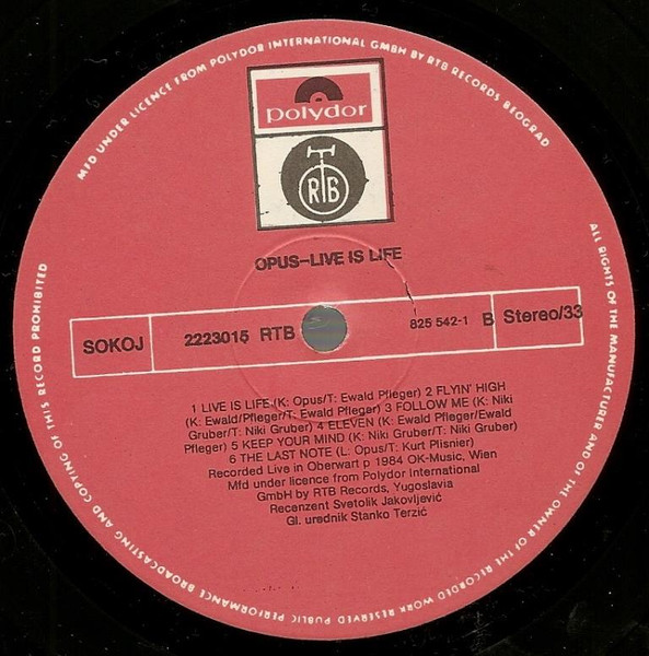 Opus - Live Is Life (LP, Album)