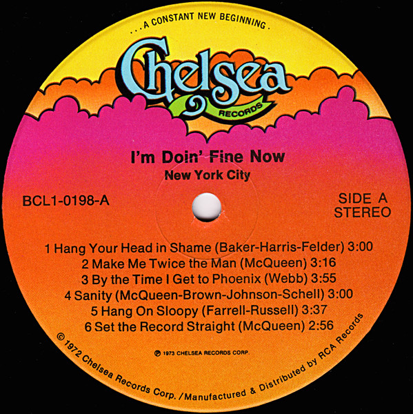 New York City - I'm Doin' Fine Now (LP, Album, Hol)