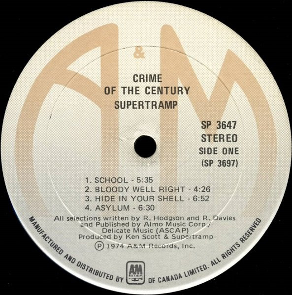 Supertramp - Crime Of The Century (LP, Album)