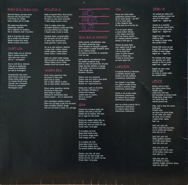 Zdravko Čolić - Ako Priđeš Bliže (LP, RE, 8th)