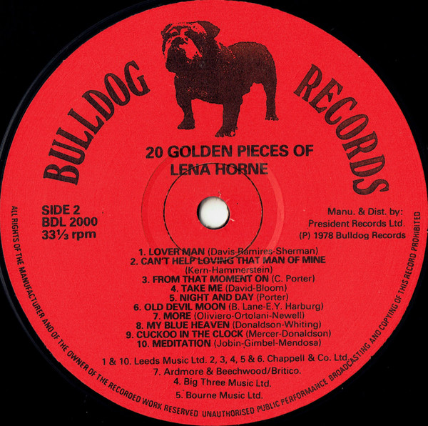 Lena Horne - 20 Golden Pieces Of Lena Horne (LP, Comp, RE)