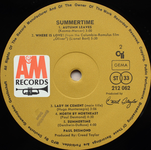 Paul Desmond - Summertime (LP, Album)