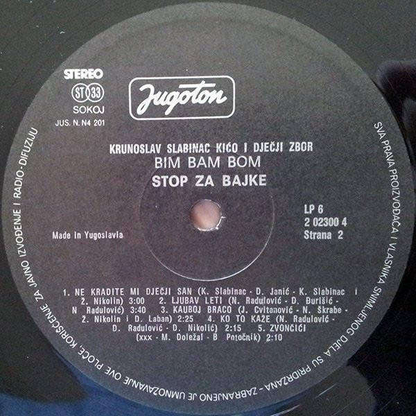 Krunoslav Slabinac KiÄ‡o* I DjeÄji Zbor Bim Bam Bom - Stop Za Bajke (LP, Album)