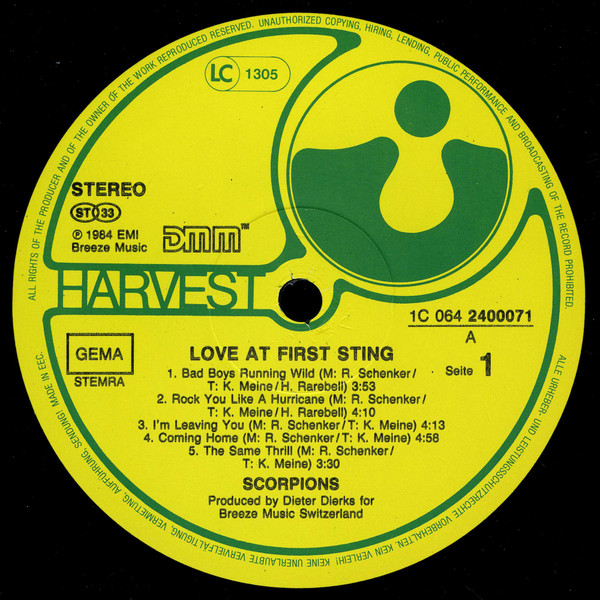 Scorpions - Love At First Sting (LP, Album)
