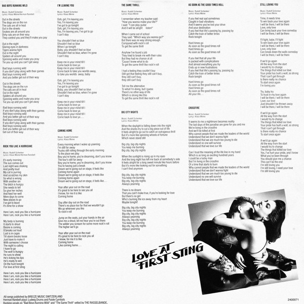 Scorpions - Love At First Sting (LP, Album)