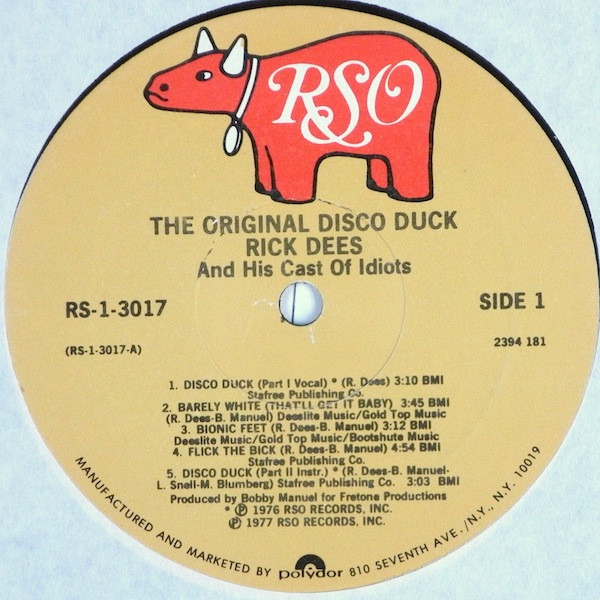 Rick Dees And His Cast Of Idiots* - The Original Disco Duck (LP, PRC)