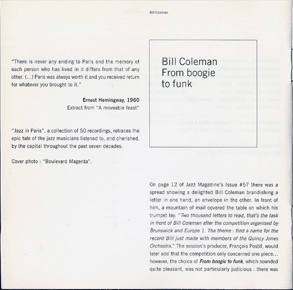 Bill Coleman (2) - From Boogie To Funk (CD)