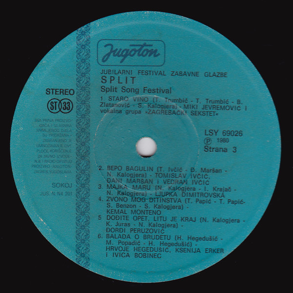 Various - Split Song Festival - Jubilarni Festival Zabavne Glazbe (2xLP, Album)