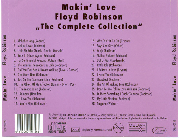 Floyd Robinson - Makin' Love (CD, Album, Comp, RE, RM)