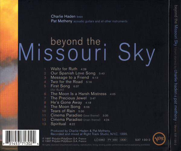 Charlie Haden & Pat Metheny - Beyond The Missouri Sky (Short Stories) (CD, Album, Dig)