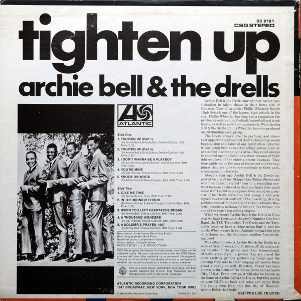 Archie Bell & The Drells - Tighten Up (LP, Album, Pre)