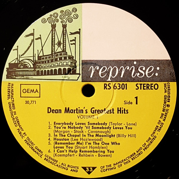 Dean Martin - Dean Martin's Greatest Hits! Vol. 1 (LP, Comp)