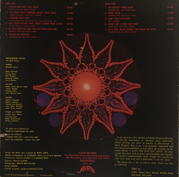 Betty Wright - I Love The Way You Love (LP, Album, Pre)