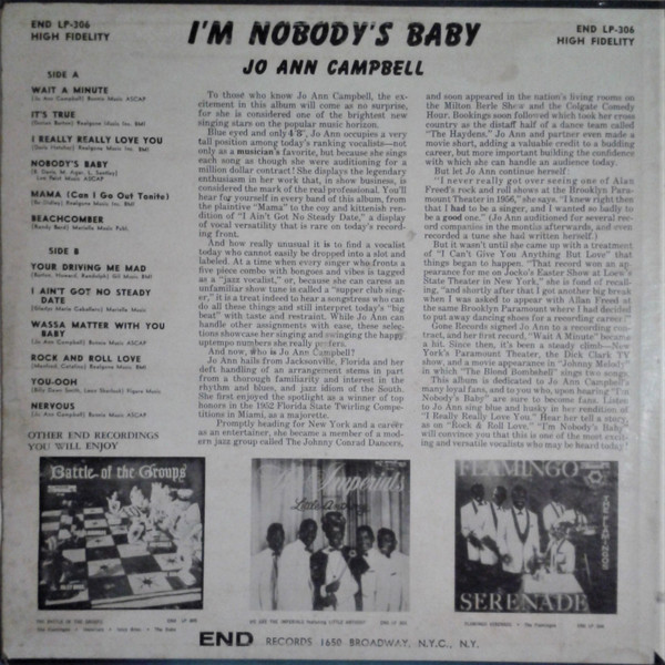 Jo Ann Campbell - I'm Nobody's Baby (LP, Album, Mono)