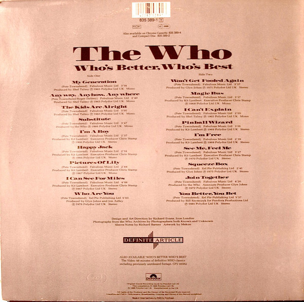 The Who - Who's Better, Who's Best (LP, Comp, Mono, Gat)