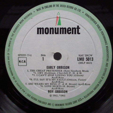 Roy Orbison - Early Orbison (LP, Album, Comp, Mono)