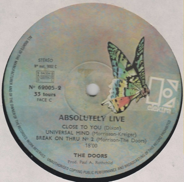 The Doors - Absolutely Live (2xLP, Album, RE)