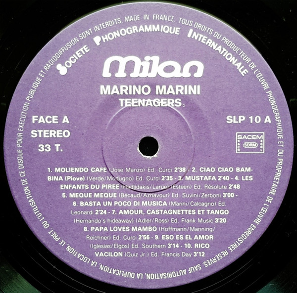Marino Marini - Teenagers - 20 Super Succès Des Années 50/60 (LP, Comp)