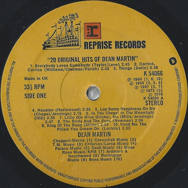 Dean Martin - 20 Original Dean Martin Hits (LP, Comp)