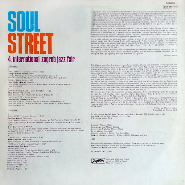 Various - Soul Street 4. International Zagreb Jazz Fair (2xLP, Album, Gat)