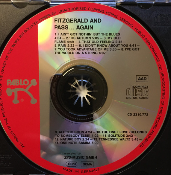 Ella Fitzgerald / Joe Pass - Fitzgerald & Pass...Again (CD, Album, RE)